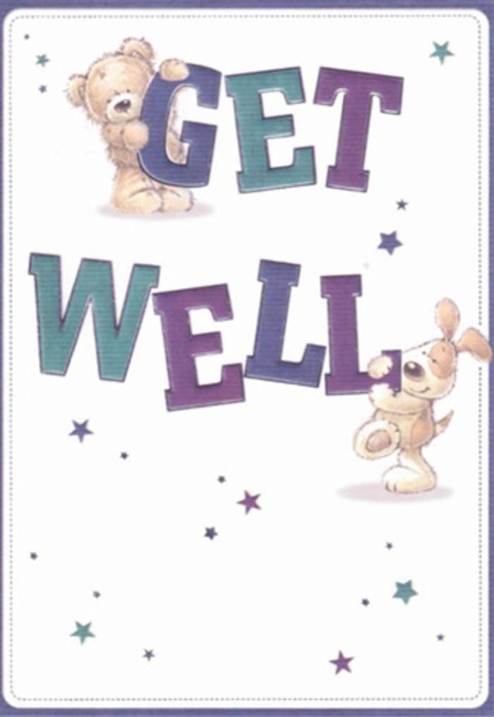 Capturing the heart of Plumstead's welcoming spirit, this get well card illustration pairs artistry with heartfelt emotion. At the centre, a plush teddy and a floppy-eared, bright-eyed puppy entwine with jubilant, oversized letters-painted in compelling shades of violet and teal to symbolize healing and hope. Tiny blue and purple stars dance across the bright, white space, infusing the card with a whimsical energy akin to evening strolls past blooming gardens in Winn's Common. The textured details of the bear's fur and the puppy's velvet ears are so vivid, one can almost feel their comforting touch, ready to soothe anyone feeling unwell. The playful composition and expressive faces reflect the same dedication I pour into every bespoke bouquet for deliveries throughout Plumstead. This card transforms a simple well-wish into an affectionate celebration, ideally dispatched with a fresh arrangement to offer support and lightness to someone recovering along Lakedale Road or in the tranquil heart of Shooters Hill.
