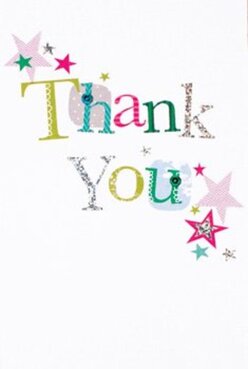 This thank you card is a burst of delight, its jubilant palette echoing the welcoming energy of Plumstead's flower-filled lanes and lively markets. The phrase 'Thank You' is stitched across the front, each letter showcasing its own character-one decked in playful polka dots, another outlined in glistening silver, others bathed in bold lime green or tranquil blue. Decorated with magenta, teal, and gold stars that seem to dance around the corners, the card feels like confetti scattered after a joyful Plumstead street festival. There's a layered texture, visible even at a glance, suggesting the touch of skilled hands-a hallmark of the floral craft at Florist Plumstead. The white background is as pristine and open as a blank patch of garden, allowing the colours and subtle glitter to spark with life. This card beckons for a place beside a vibrant bouquet, offering heartfelt thanks in a way that feels as genuine as any smile exchanged on Conway Road. It's easy to imagine this card arriving with a floral delivery across SE18, embodying the thoughtful, detail-driven care Plumstead's florists are known for.